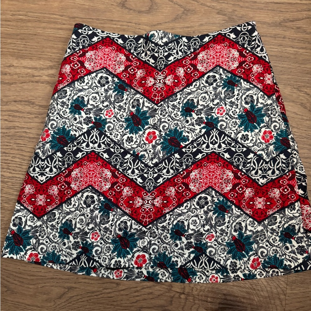 Express floral Patterned Skirt - Red and Blue